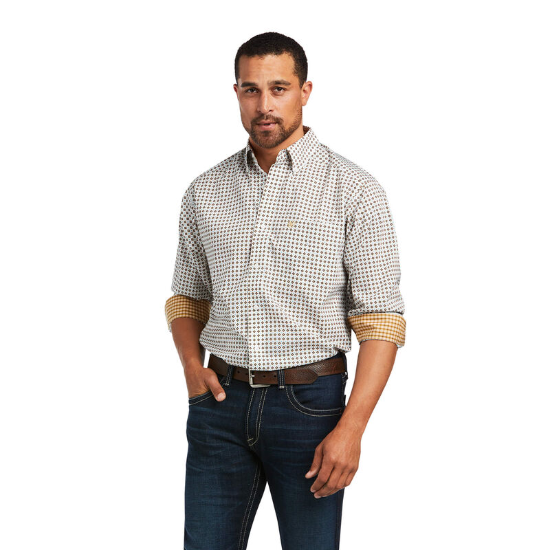 Ariat Hemden Herren - Wrinkle Free Hayden Classic Fit Weiß/Braun ( LHCER-2143 )